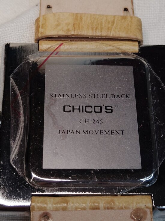 Chico’s “A” Series Quartz Watch • Square Silver Case • Camel Leather Band main image 13